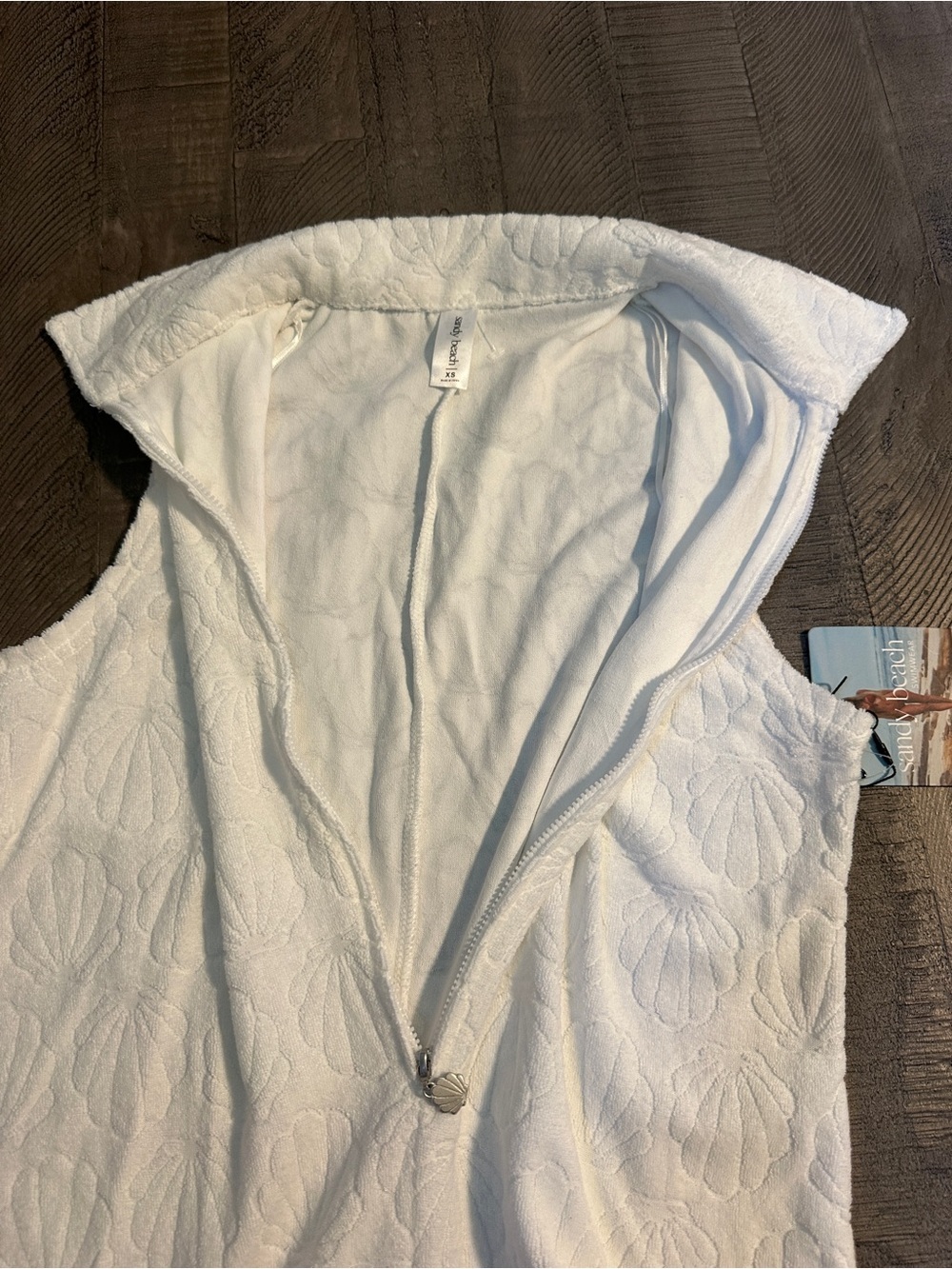 NWT Sandy Beach Womens White Seashell Terry Cloth Romper Extra Small - Picture 5 of 8